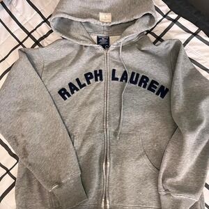 Grey Polo Ralph Lauren zip-up hoodie fits like medium cropped very y2k